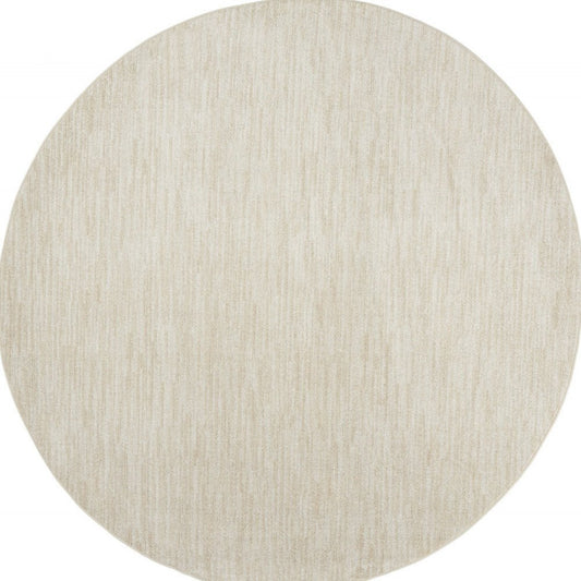 8' X 8' Beige And Ivory Round Indoor Outdoor Area Rug