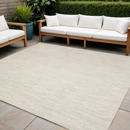 9' Beige And Ivory Square Indoor Outdoor Area Rug