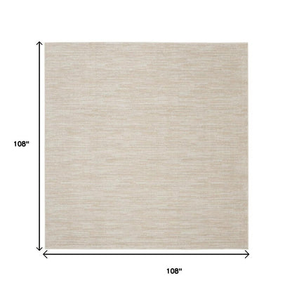 9' Beige And Ivory Square Indoor Outdoor Area Rug