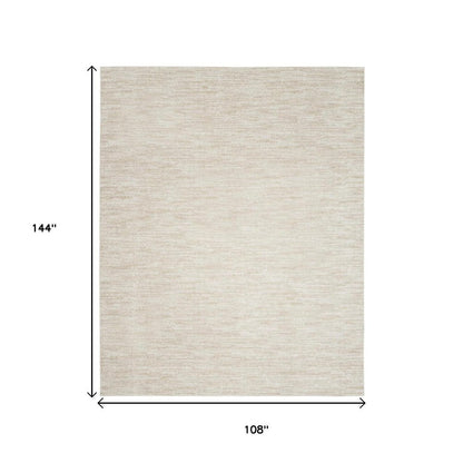 9' X 12' Beige And Ivory Indoor Outdoor Area Rug