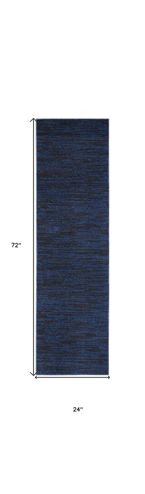 6' Midnight Blue Stain Resistant Indoor Outdoor Runner Rug