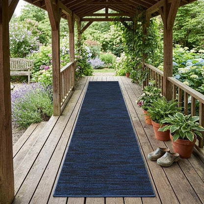 10' Midnight Blue Indoor Outdoor Runner Rug