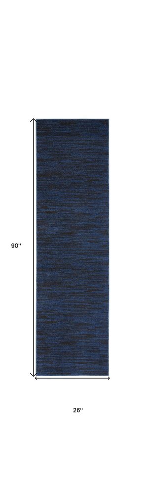 8' Midnight Blue Indoor Outdoor Runner Rug