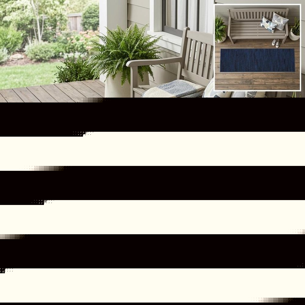 8' Midnight Blue Indoor Outdoor Runner Rug