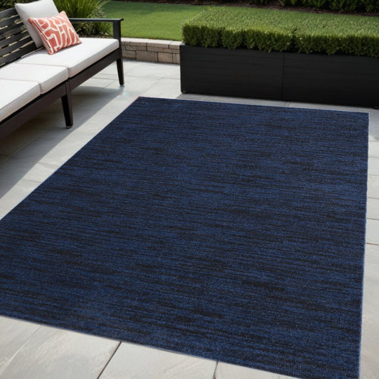 5' X 7' Midnight Blue Stain Resistant Indoor Outdoor Area Rug