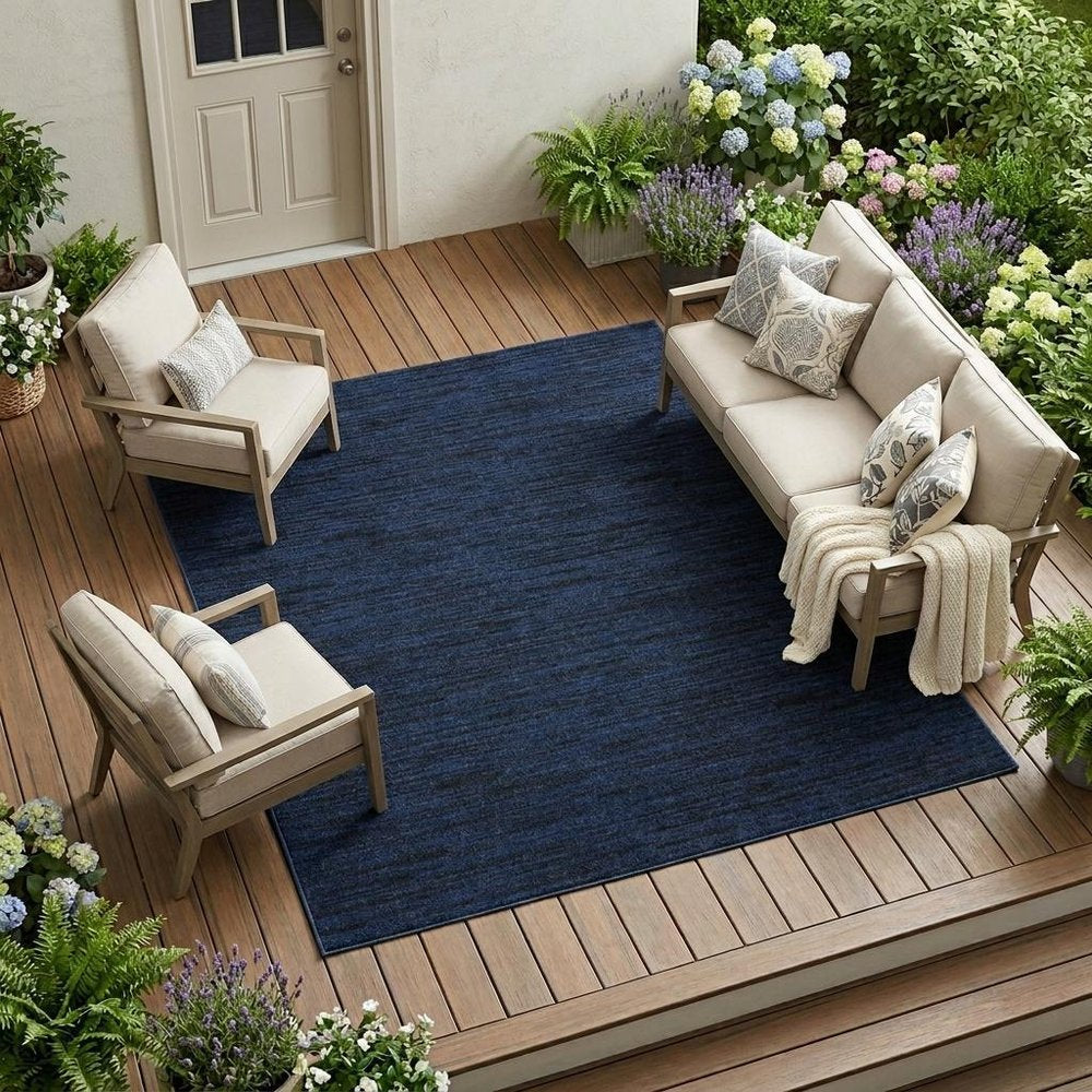 6' X 9' Midnight Blue Indoor Outdoor Area Rug