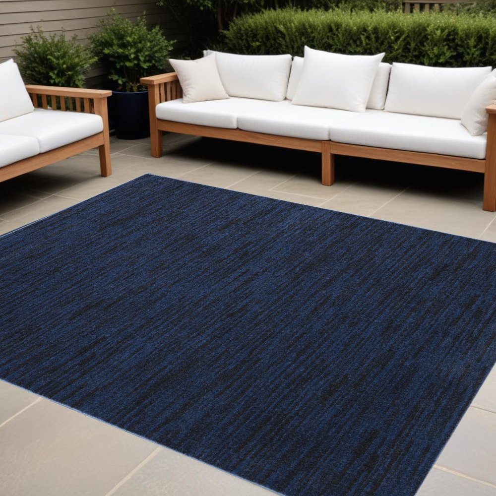6' X 9' Midnight Blue Indoor Outdoor Area Rug