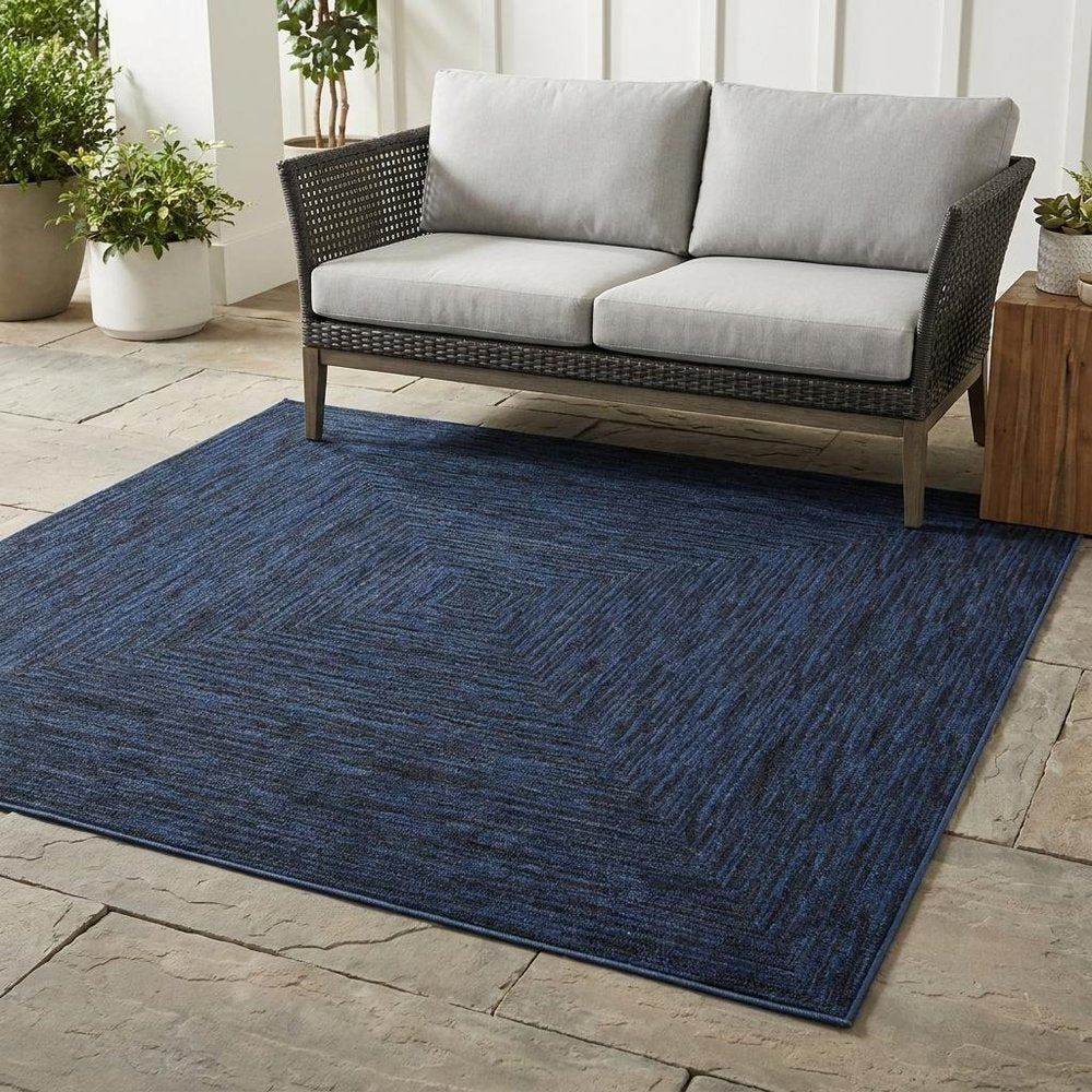 7' Midnight Blue Square Indoor Outdoor Area Rug