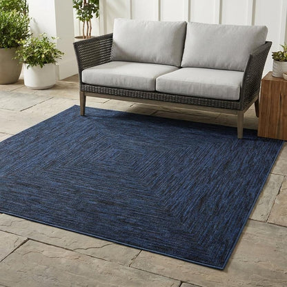 7' Midnight Blue Square Indoor Outdoor Area Rug