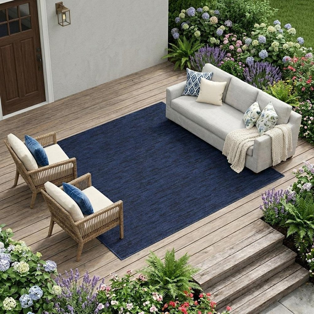 7' X 10' Midnight Blue Indoor Outdoor Area Rug
