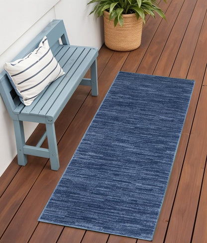 6' Navy Blue Indoor Outdoor Runner Rug
