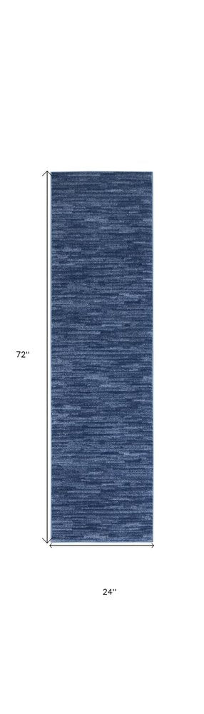 6' Navy Blue Indoor Outdoor Runner Rug