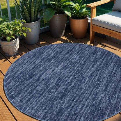 4' Blue Round Indoor Outdoor Area Rug
