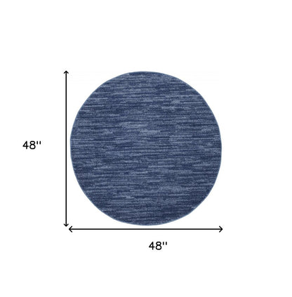 4' Blue Round Indoor Outdoor Area Rug