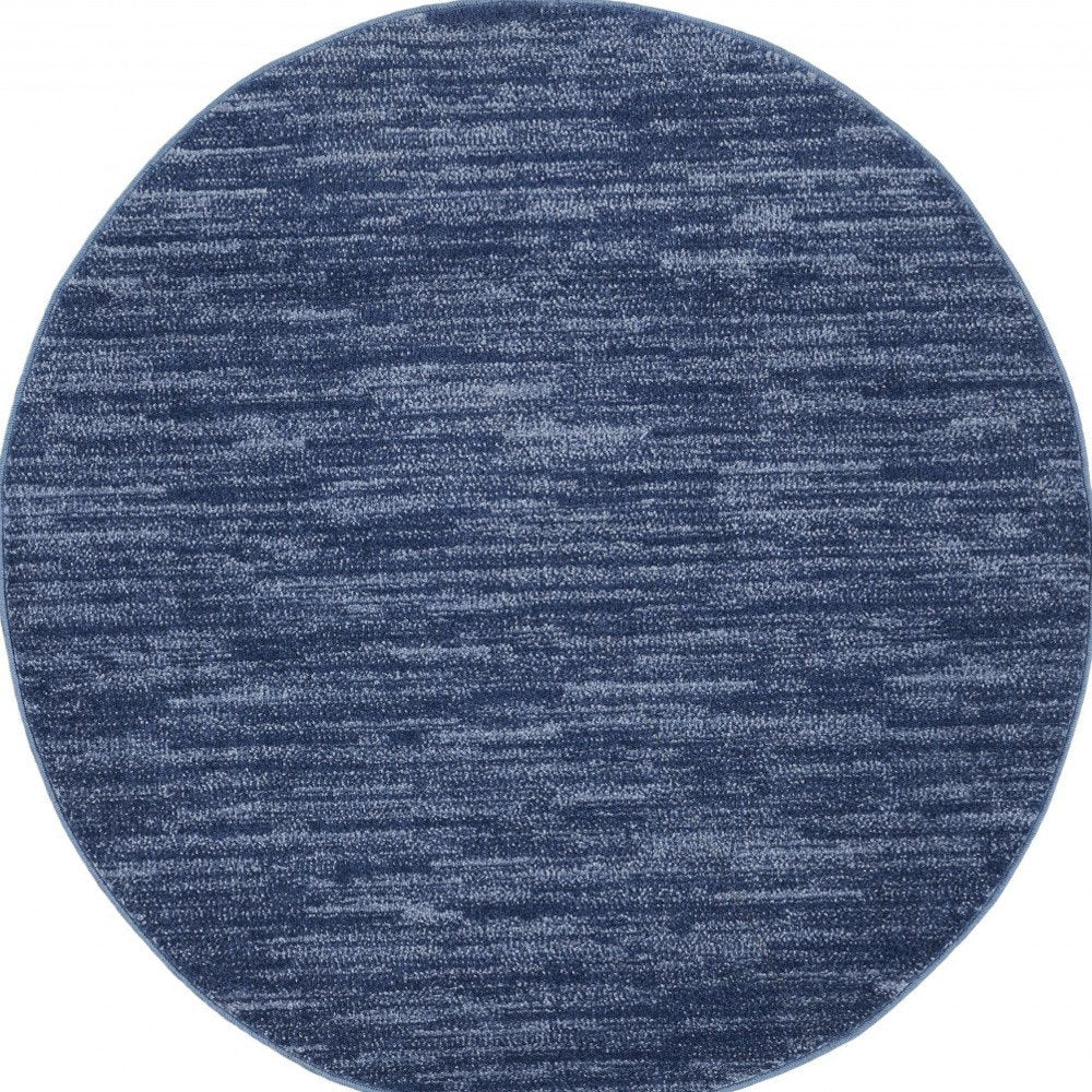 4' Blue Round Indoor Outdoor Area Rug