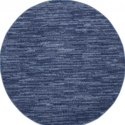 4' Blue Round Indoor Outdoor Area Rug