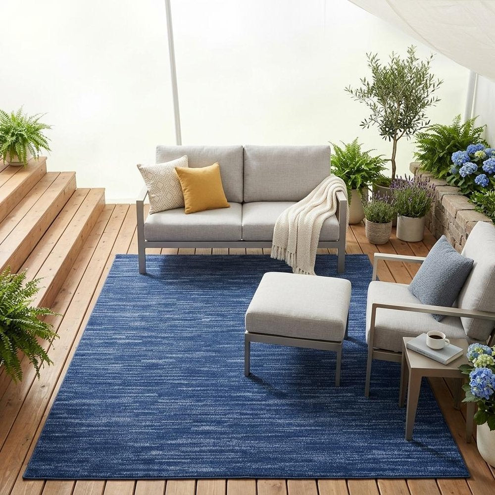 4' X 6' Blue Indoor Outdoor Area Rug
