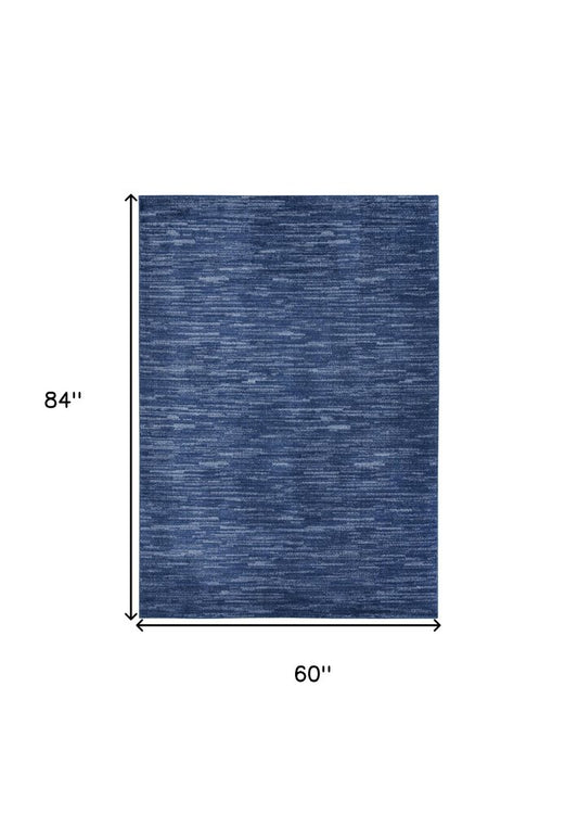 5' X 7' Blue Indoor Outdoor Area Rug