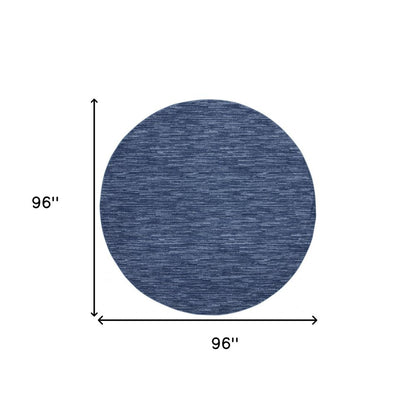 8' X 8' Blue Round Indoor Outdoor Area Rug