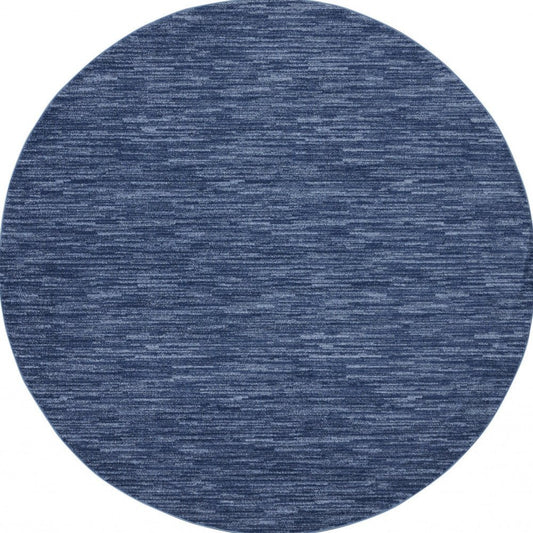 8' X 8' Blue Round Indoor Outdoor Area Rug