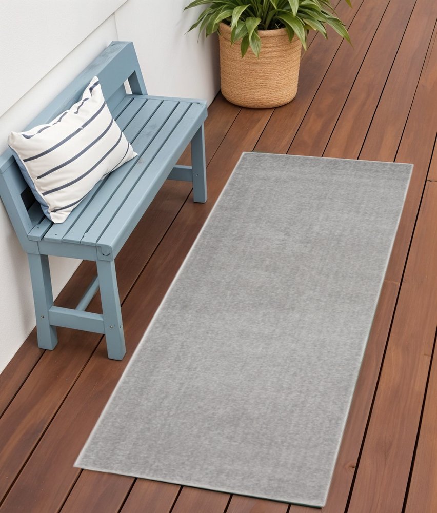 6' Gray Indoor Outdoor Runner Rug