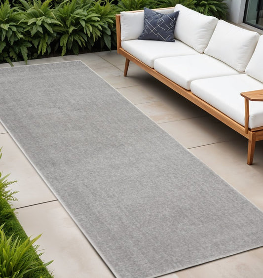 10' Gray Indoor Outdoor Runner Rug