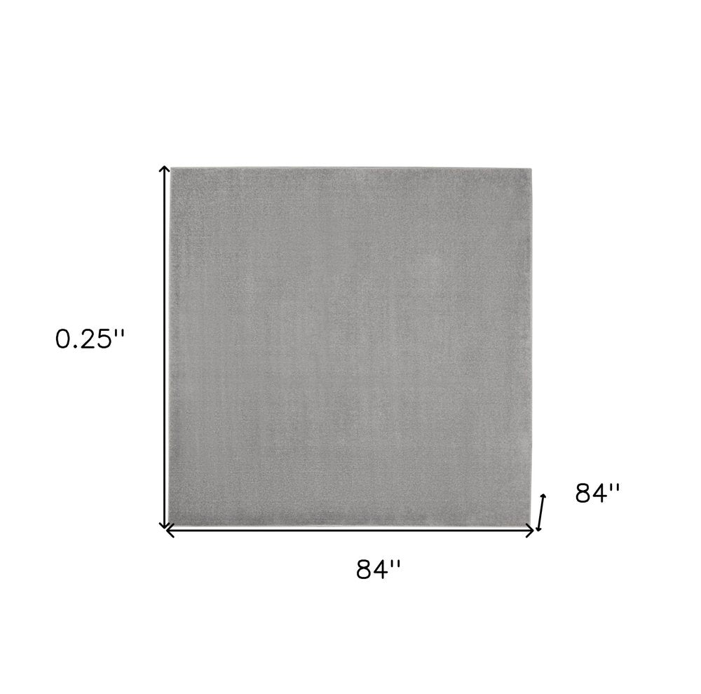 7' Gray Square Indoor Outdoor Area Rug
