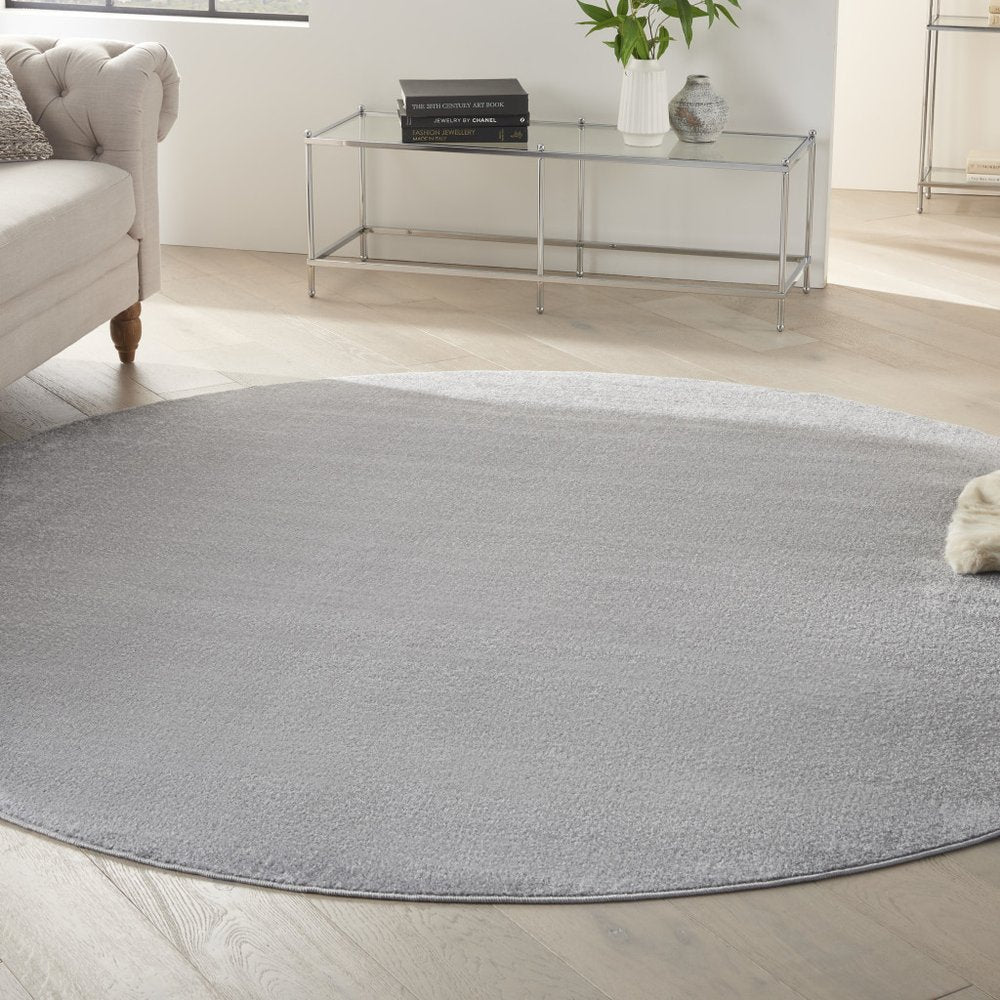 8' X 8' Gray Round Indoor Outdoor Area Rug
