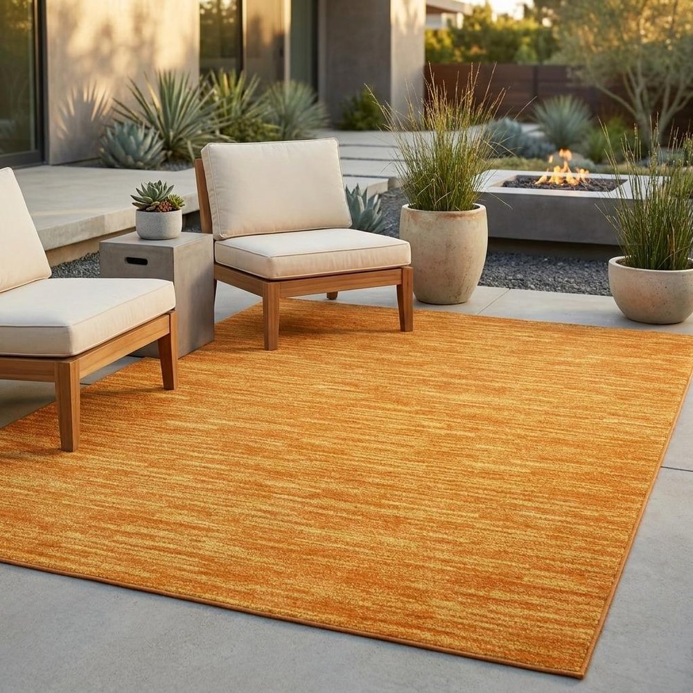 5' X 7' Orange Indoor Outdoor Area Rug