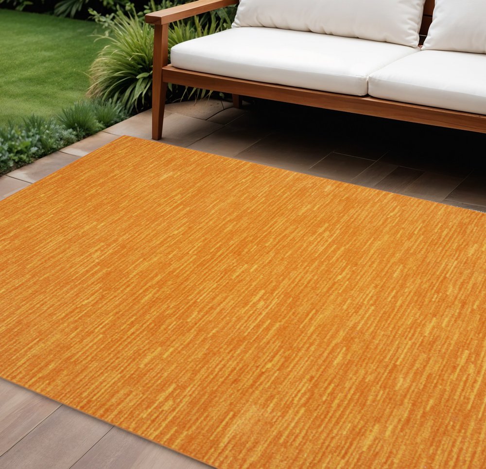 9' X 12' Orange Indoor Outdoor Area Rug