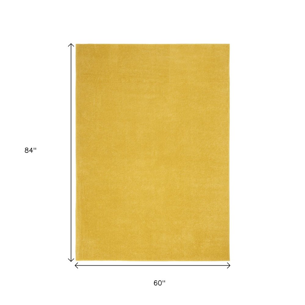 5' X 7' Yellow Indoor Outdoor Area Rug