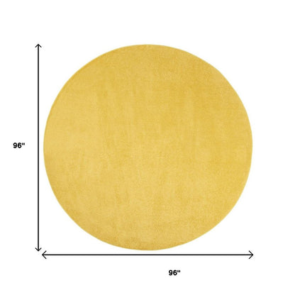 8' X 8' Yellow Round Indoor Outdoor Area Rug