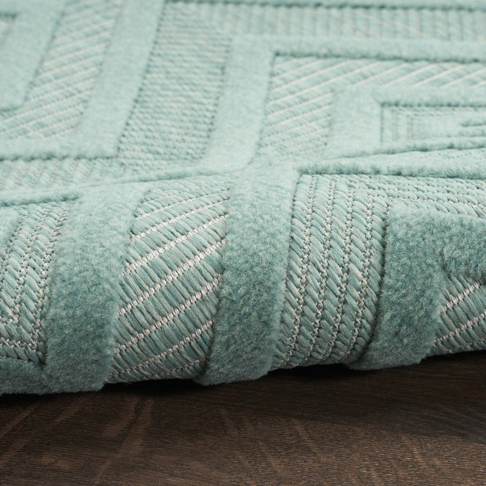 5' X 7' Aqua Indoor Outdoor Area Rug
