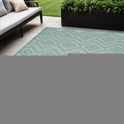 5' X 7' Aqua Indoor Outdoor Area Rug