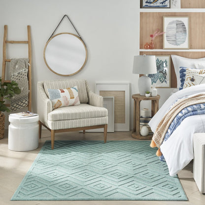 5' X 7' Aqua Indoor Outdoor Area Rug