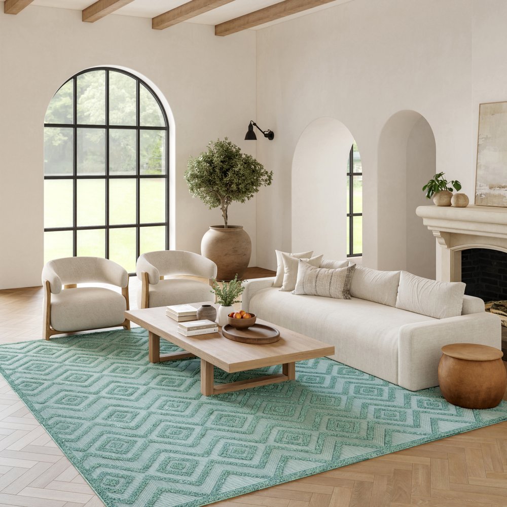 6' X 9' Aqua Indoor Outdoor Area Rug