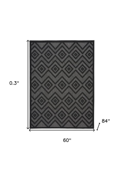 5' X 7' Charcoal Indoor Outdoor Area Rug