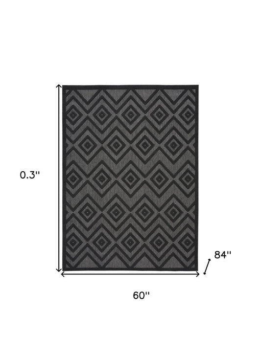 5' X 7' Charcoal Indoor Outdoor Area Rug