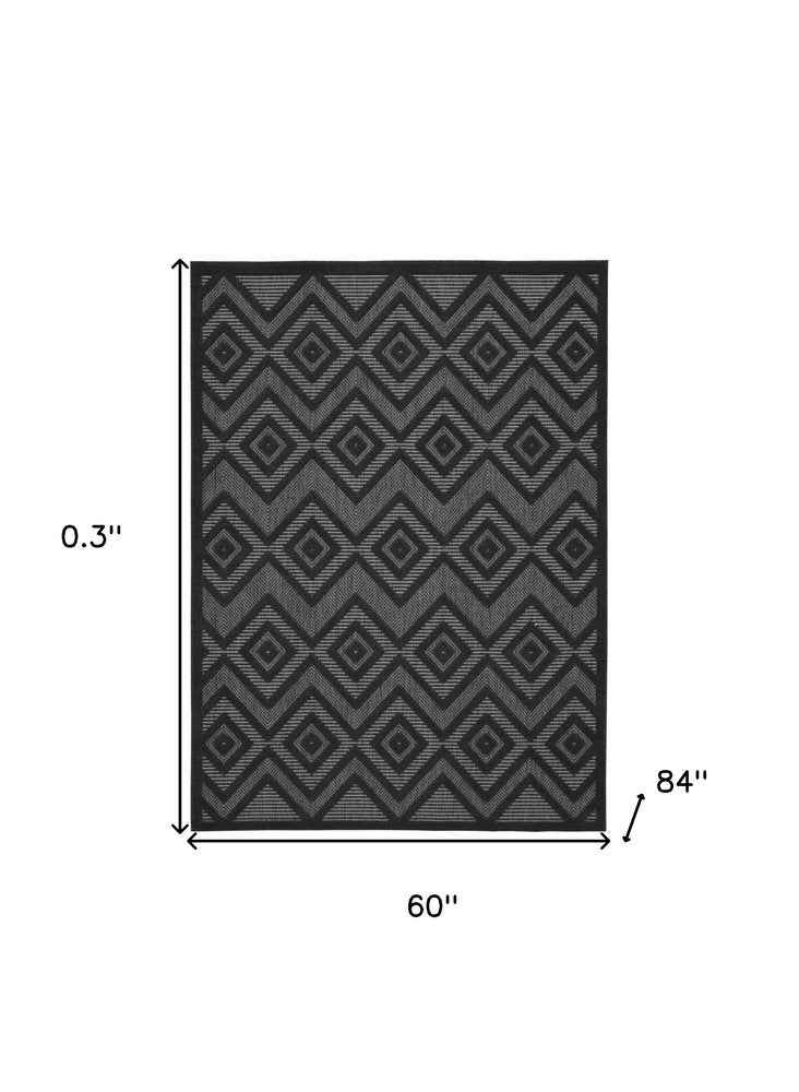 5' X 7' Charcoal Indoor Outdoor Area Rug