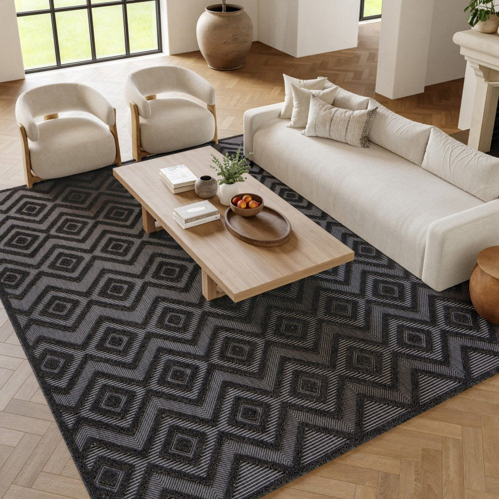 6' X 9' Charcoal Indoor Outdoor Area Rug