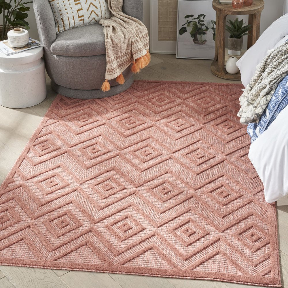 5' X 7' Coral Indoor Outdoor Area Rug