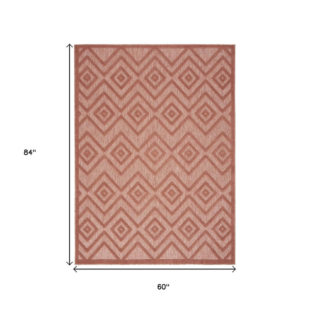 5' X 7' Coral Indoor Outdoor Area Rug