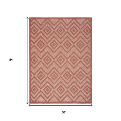 5' X 7' Coral Indoor Outdoor Area Rug