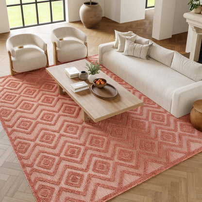 6' X 9' Coral Indoor Outdoor Area Rug