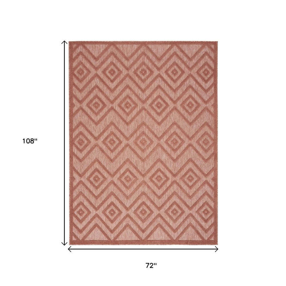 6' X 9' Coral Indoor Outdoor Area Rug
