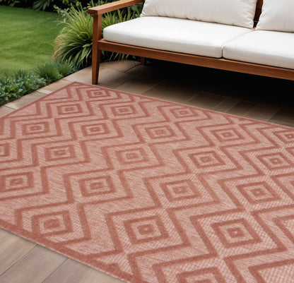 6' X 9' Coral Indoor Outdoor Area Rug