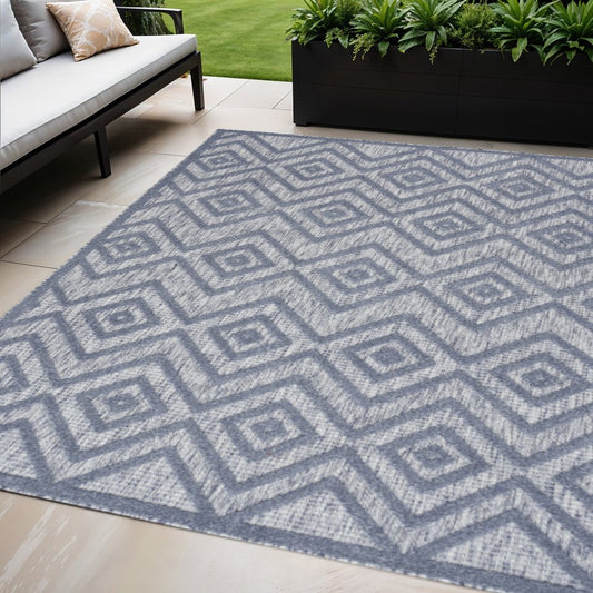 5' X 7' Denim Blue Indoor Outdoor Area Rug