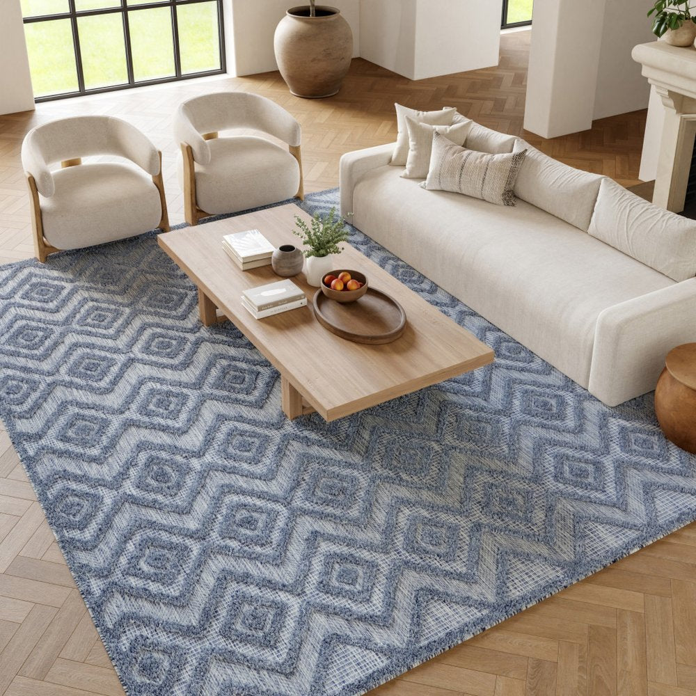 6' X 9' Denim Blue Indoor Outdoor Area Rug