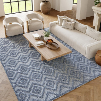 6' X 9' Denim Blue Indoor Outdoor Area Rug