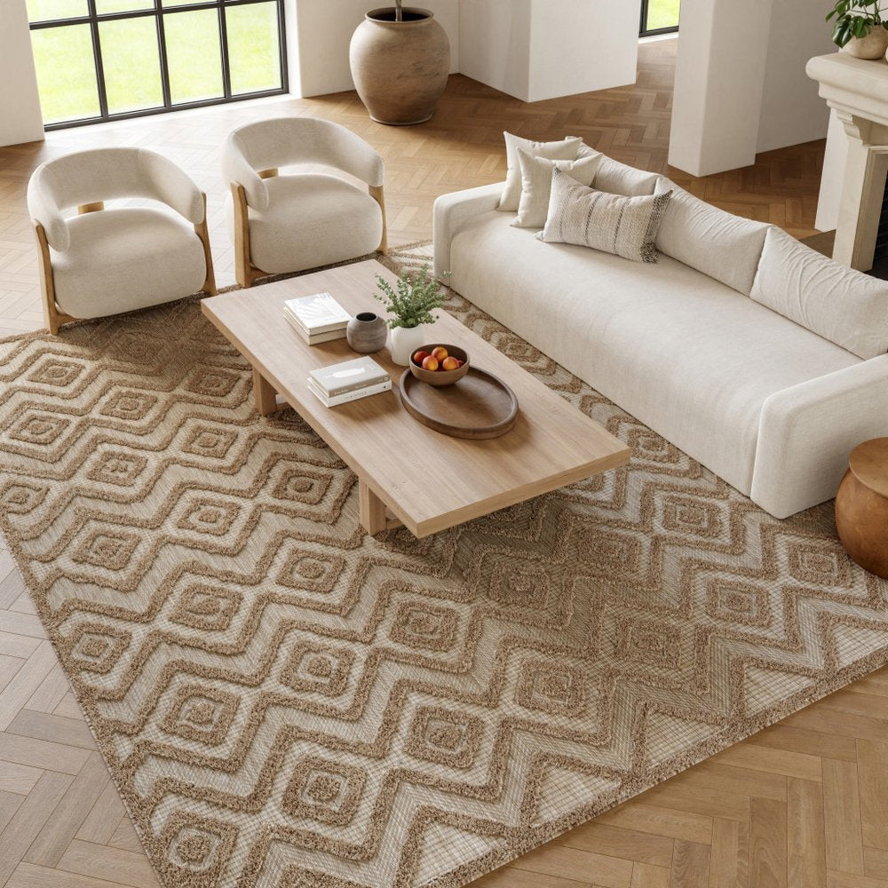 6' X 9' Beige Indoor Outdoor Area Rug